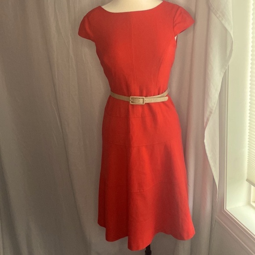 Anne Klein size orange cap sleeve fit and flare dress